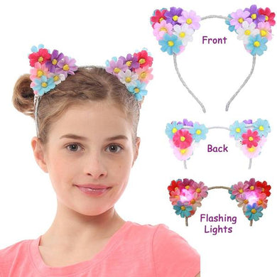 Cat Flower Headbands with Flashing Lights