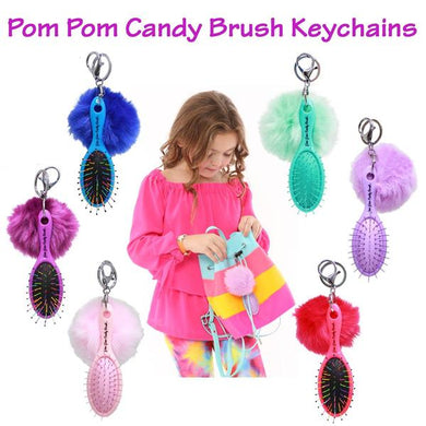 Pom Pom Candy Brush Keychains